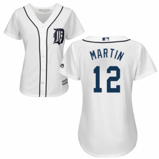 Women's Majestic Detroit Tigers 12 Leonys Martin Replica White Home Cool Base MLB Jersey