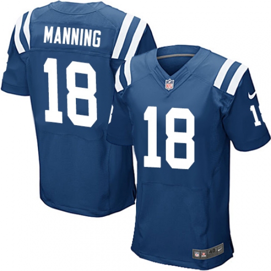 Men's Nike Indianapolis Colts 18 Peyton Manning Elite Royal Blue Team Color NFL Jersey