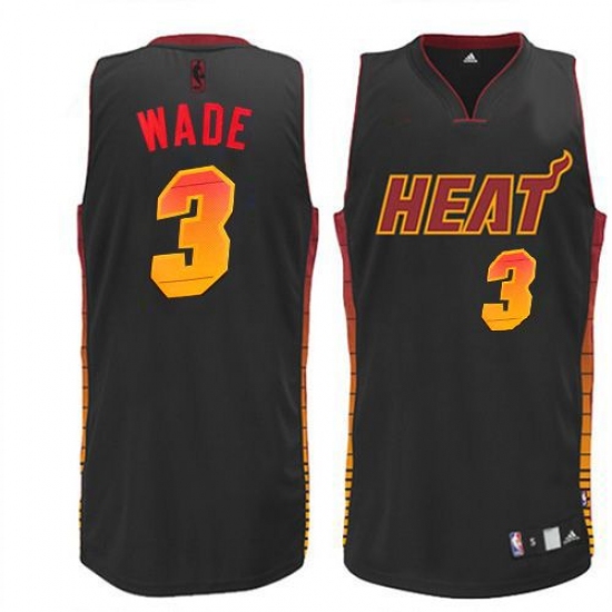 Men's Adidas Miami Heat 3 Dwyane Wade Authentic Black Vibe NBA Jersey