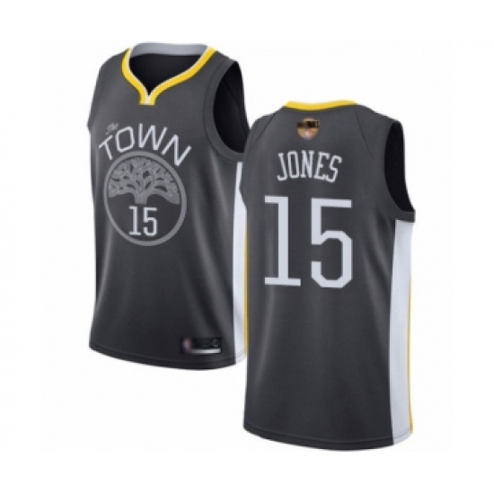 Youth Golden State Warriors 15 Damian Jones Swingman Black 2019 Basketball Finals Bound Basketball Jersey - Statement Edition