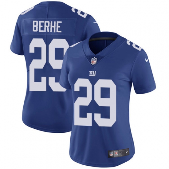 Women's Nike New York Giants 29 Nat Berhe Elite Royal Blue Team Color NFL Jersey