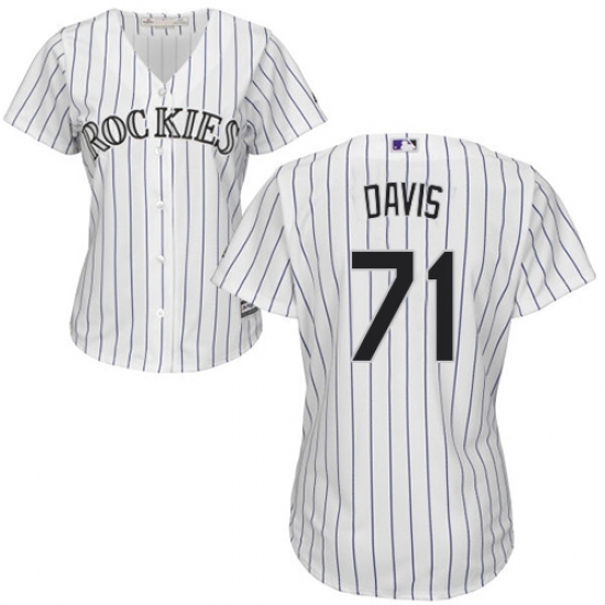 Women's Majestic Colorado Rockies 71 Wade Davis Authentic White Home Cool Base MLB Jersey