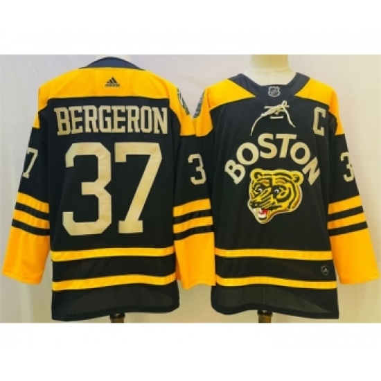 Men's Boston Bruins 37 Patrice Bergeron Black Classic Primegreen Stitched Jersey