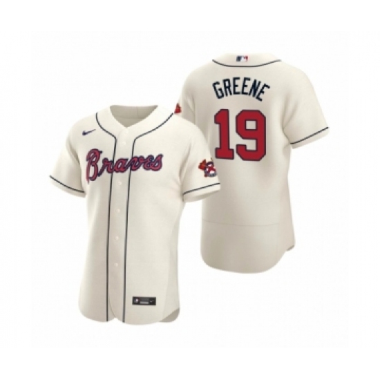 Men's Atlanta Braves 19 Shane Greene Nike Cream Authentic 2020 Alternate Jersey