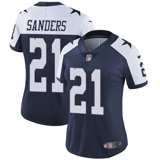 Women's Nike Dallas Cowboys 21 Deion Sanders Navy Blue Throwback Alternate Vapor Untouchable Limited Player NFL Jersey