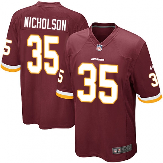 Men's Nike Washington Redskins 35 Montae Nicholson Game Burgundy Red Team Color NFL Jersey