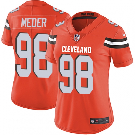 Women's Nike Cleveland Browns 98 Jamie Meder Orange Alternate Vapor Untouchable Limited Player NFL Jersey