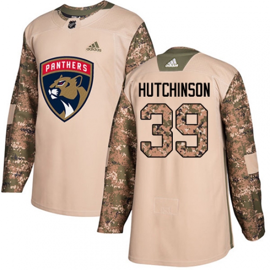 Youth Adidas Florida Panthers 39 Michael Hutchinson Authentic Camo Veterans Day Practice NHL Jersey