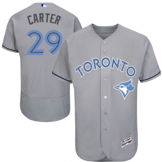 Men's Majestic Toronto Blue Jays 29 Joe Carter Authentic Gray 2016 Father's Day Fashion Flex Base MLB Jersey