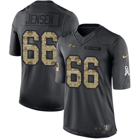 Youth Nike Baltimore Ravens 66 Ryan Jensen Limited Black 2016 Salute to Service NFL Jersey