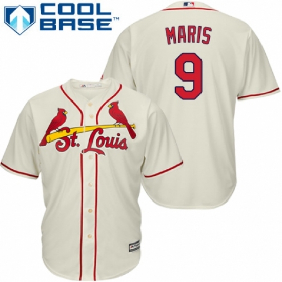 Men's Majestic St. Louis Cardinals 9 Roger Maris Replica Cream Alternate Cool Base MLB Jersey