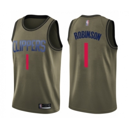 Men's Los Angeles Clippers 1 Jerome Robinson Swingman Green Salute to Service Basketball Jersey