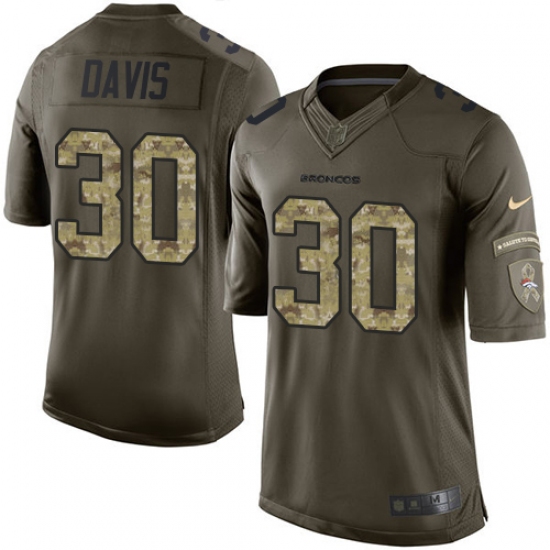 Men's Nike Denver Broncos 30 Terrell Davis Elite Green Salute to Service NFL Jersey