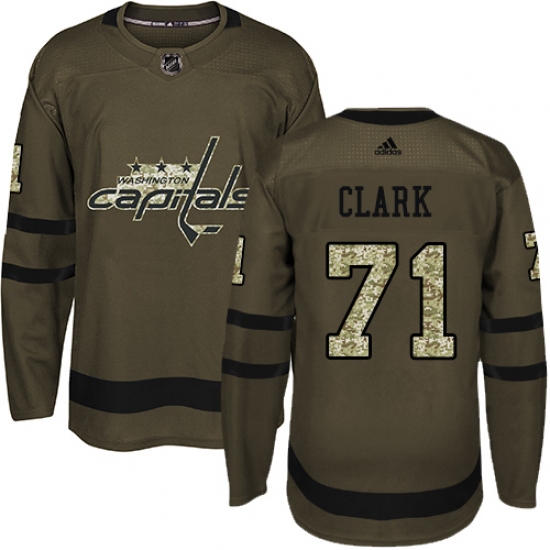 Men's Adidas Washington Capitals 71 Kody Clark Premier Green Salute to Service NHL Jersey