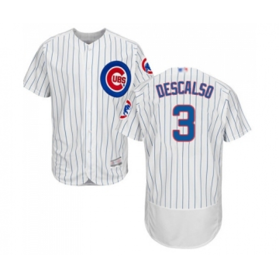Men's Chicago Cubs 3 Daniel Descalso White Home Flex Base Authentic Collection Baseball Jersey