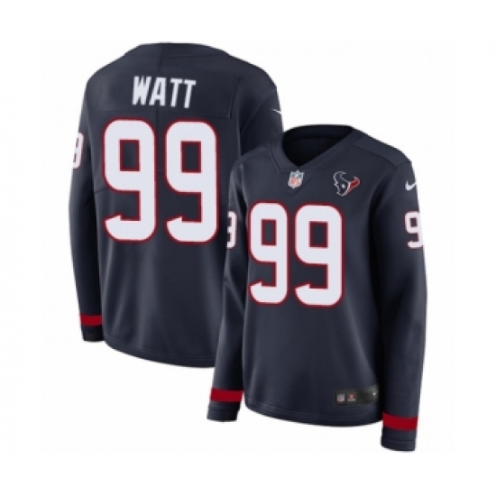 Women's Nike Houston Texans 99 J.J. Watt Limited Navy Blue Therma Long Sleeve NFL Jersey