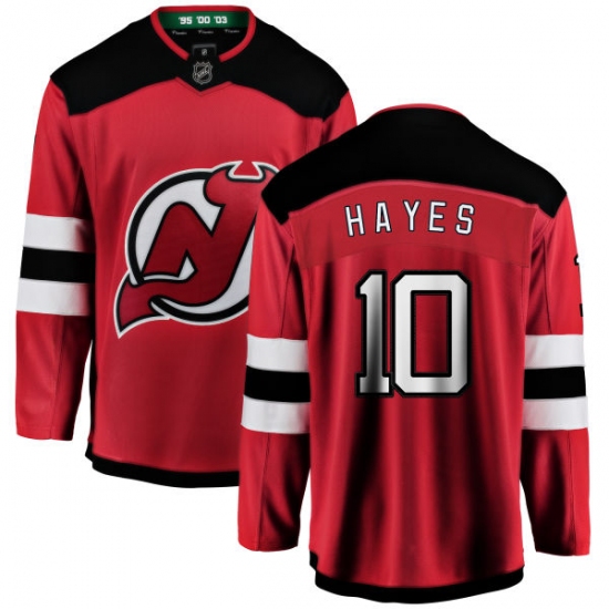 Men's New Jersey Devils 10 Jimmy Hayes Fanatics Branded Red Home Breakaway NHL Jersey