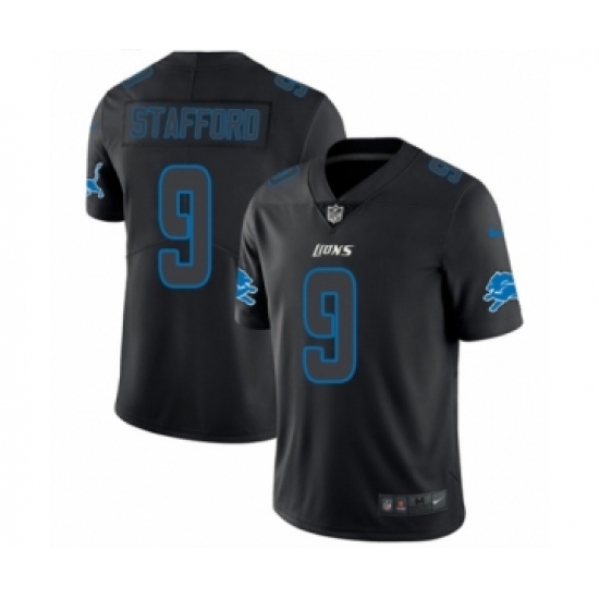 Men's Nike Detroit Lions 9 Matthew Stafford Limited Black Rush Impact NFL Jersey