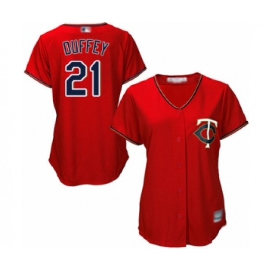 Women's Minnesota Twins 21 Tyler Duffey Authentic Scarlet Alternate Cool Base Baseball Player Jersey