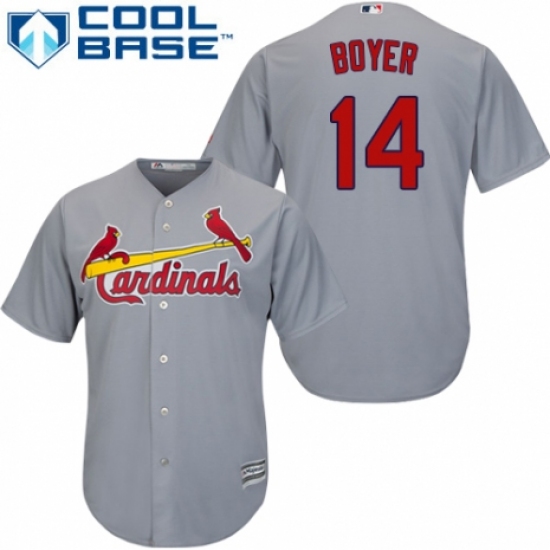 Men's Majestic St. Louis Cardinals 14 Ken Boyer Replica Grey Road Cool Base MLB Jersey