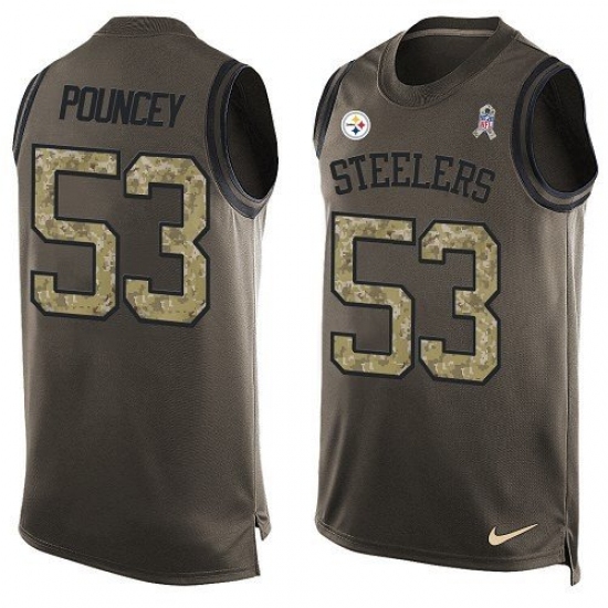 Men's Nike Pittsburgh Steelers 53 Maurkice Pouncey Limited Green Salute to Service Tank Top NFL Jersey