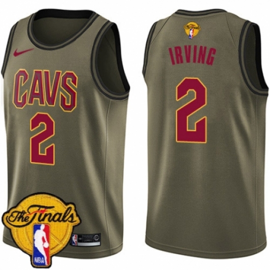 Men's Nike Cleveland Cavaliers 2 Kyrie Irving Swingman Green Salute to Service 2018 NBA Finals Bound NBA Jersey