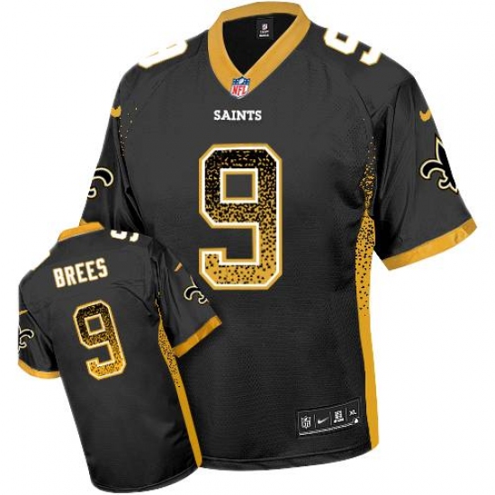 Youth Nike New Orleans Saints 9 Drew Brees Elite Black Drift Fashion NFL Jersey