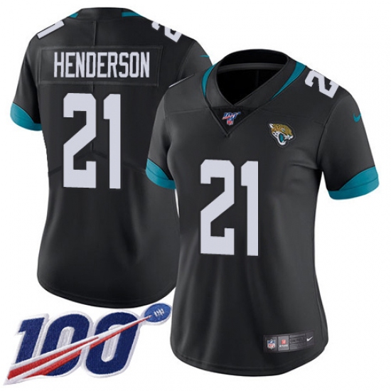 Women's Jacksonville Jaguars 21 C.J. Henderson Black Team Color Stitched 100th Season Vapor Untouchable Limited Jersey