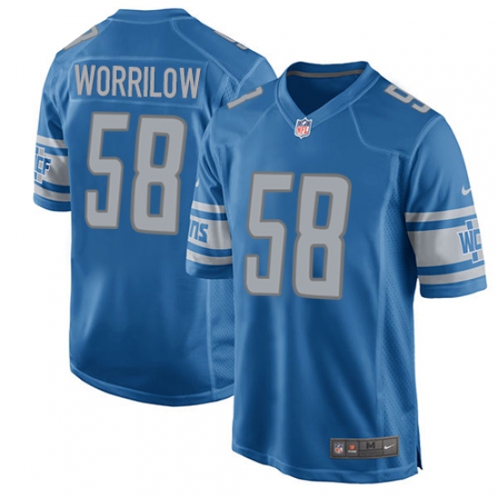 Men's Nike Detroit Lions 58 Paul Worrilow Game Blue Team Color NFL Jersey