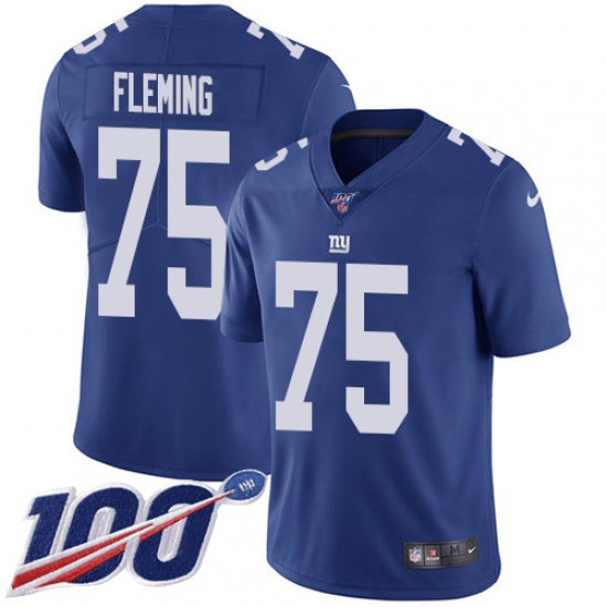 Youth New York Giants 75 Cameron Fleming Royal Blue Team Color Stitched 100th Season Vapor Untouchable Limited Jersey