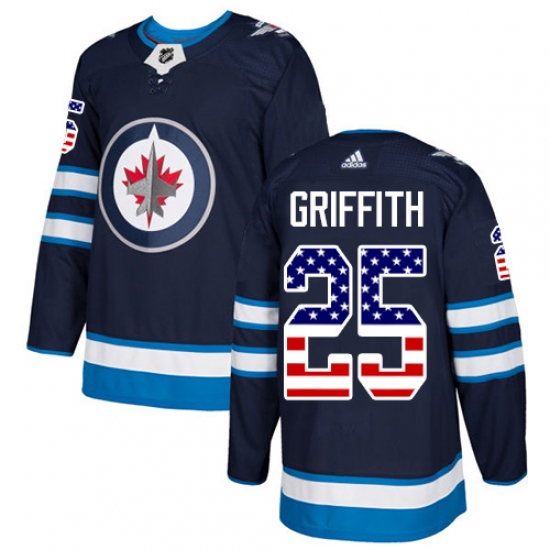 Men's Adidas Winnipeg Jets 25 Seth Griffith Authentic Navy Blue USA Flag Fashion NHL Jersey