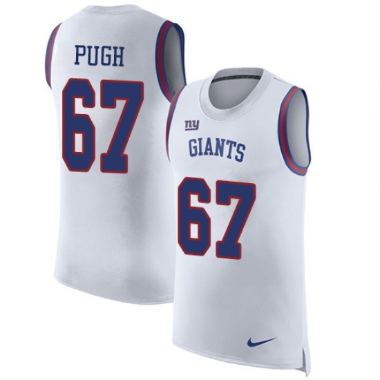 Men's Nike New York Giants 67 Justin Pugh Limited White Rush Player Name & Number Tank Top NFL Jersey