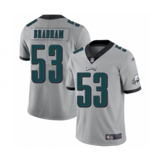 Women's Philadelphia Eagles 53 Nigel Bradham Limited Silver Inverted Legend Football Jersey