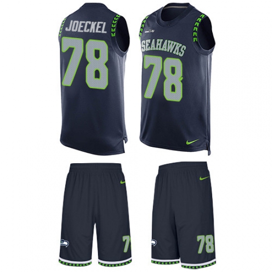 Men's Nike Seattle Seahawks 78 Luke Joeckel Limited Steel Blue Tank Top Suit NFL Jersey