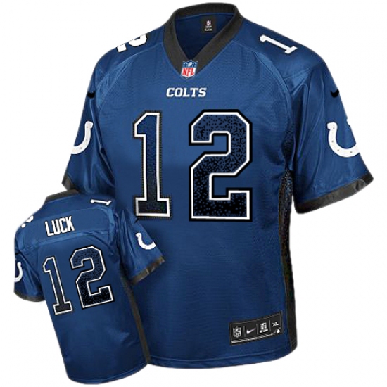 Youth Nike Indianapolis Colts 12 Andrew Luck Elite Royal Blue Drift Fashion NFL Jersey