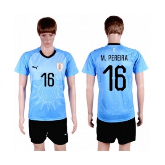 Uruguay 16 M.Pereira Home Soccer Country Jersey