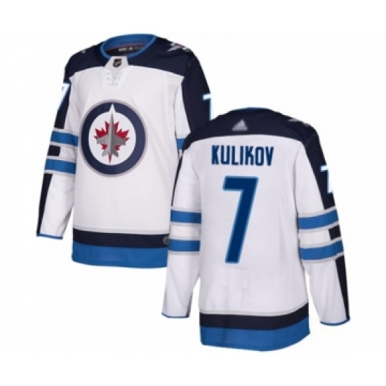 Men's Winnipeg Jets 7 Dmitry Kulikov Authentic White Away Hockey Jersey