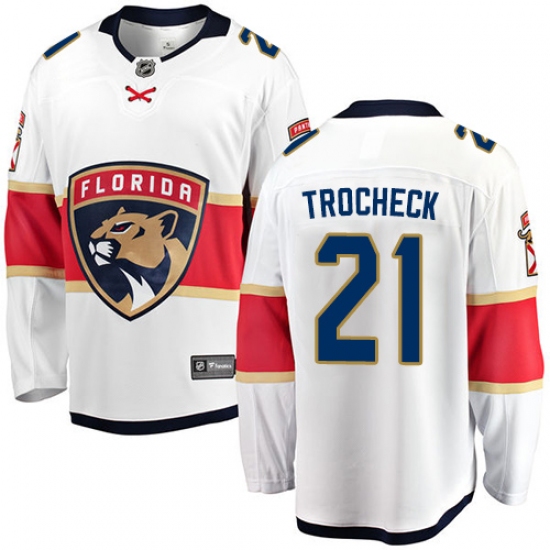 Men's Florida Panthers 21 Vincent Trocheck Fanatics Branded White Away Breakaway NHL Jersey