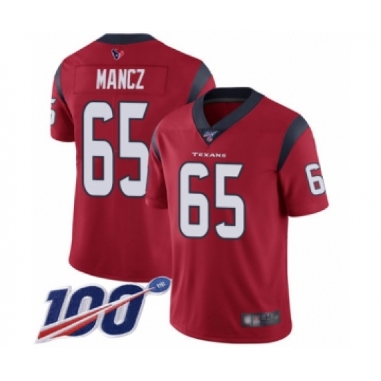 Men's Houston Texans 65 Greg Mancz Red Alternate Vapor Untouchable Limited Player 100th Season Football Jersey