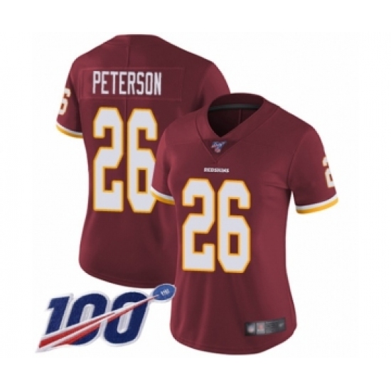 Women's Washington Redskins 26 Adrian Peterson Burgundy Red Team Color Vapor Untouchable Limited Player 100th Season Football Jersey