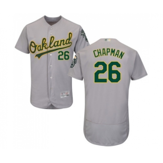 Men's Oakland Athletics 26 Matt Chapman Grey Road Flex Base Authentic Collection Baseball Jersey