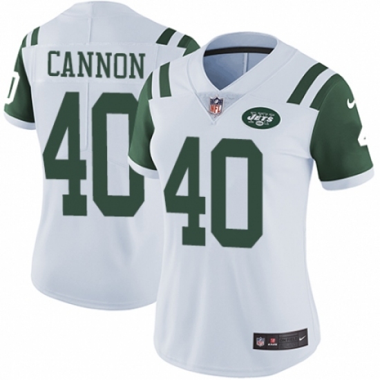 Women's Nike New York Jets 40 Trenton Cannon White Vapor Untouchable Elite Player NFL Jersey