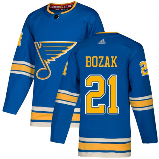 Men's Adidas St. Louis Blues 21 Tyler Bozak Authentic Navy Blue Alternate NHL Jersey