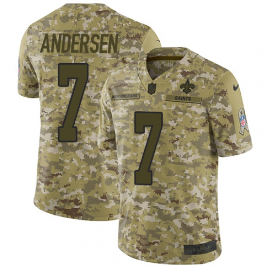 Youth Nike New Orleans Saints 7 Morten Andersen Limited Camo 2018 Salute to Service NFL Jersey