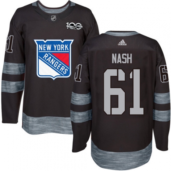 Men's Adidas New York Rangers 61 Rick Nash Authentic Black 1917-2017 100th Anniversary NHL Jersey