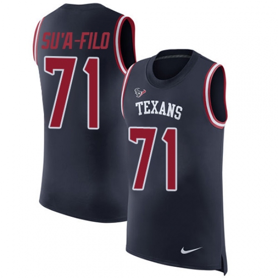 Men's Nike Houston Texans 71 Xavier Su'a-Filo Limited Navy Blue Rush Player Name & Number Tank Top NFL Jersey