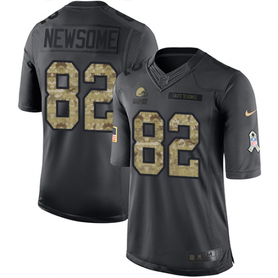 Men's Nike Cleveland Browns 82 Ozzie Newsome Limited Black 2016 Salute to Service NFL Jersey