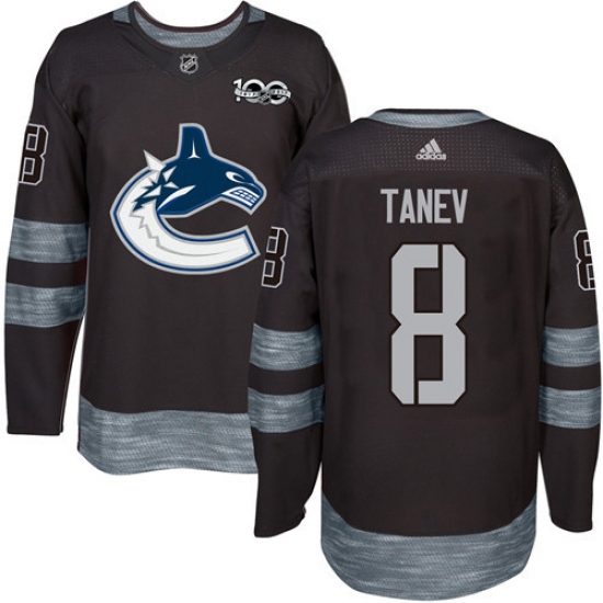 Men's Adidas Vancouver Canucks 8 Christopher Tanev Authentic Black 1917-2017 100th Anniversary NHL Jersey