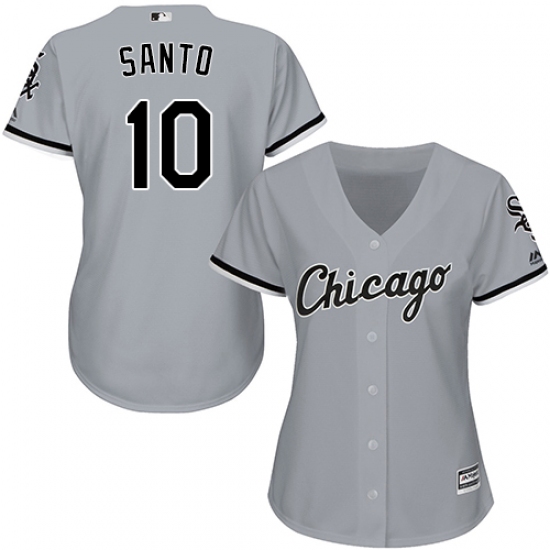 Women's Majestic Chicago White Sox 10 Ron Santo Authentic Grey Road Cool Base MLB Jersey