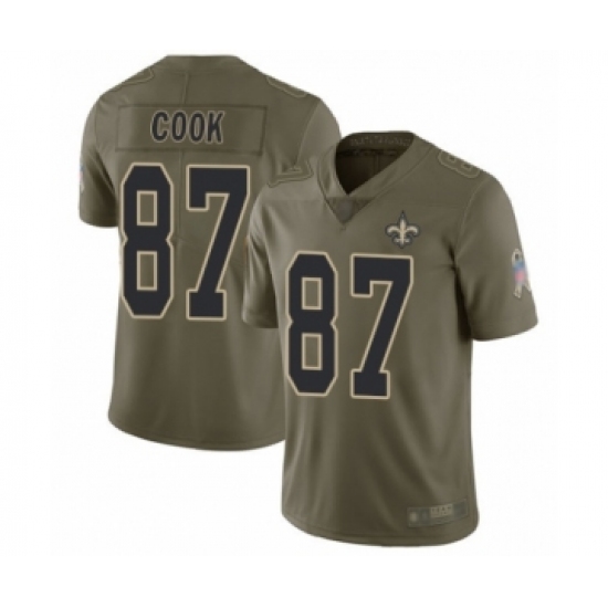 Youth New Orleans Saints 87 Jared Cook Limited Olive 2017 Salute to Service Football Jersey